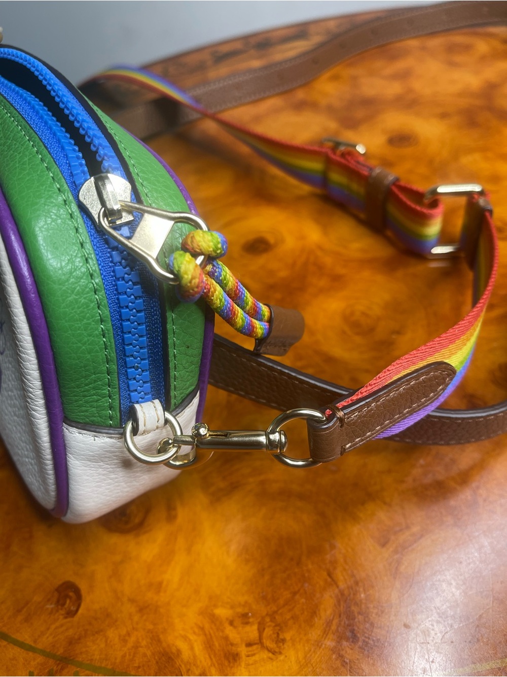 Coach Colorblock Crossbody with Blue Zipper and Rainbow Logo - Picture 10 of 10